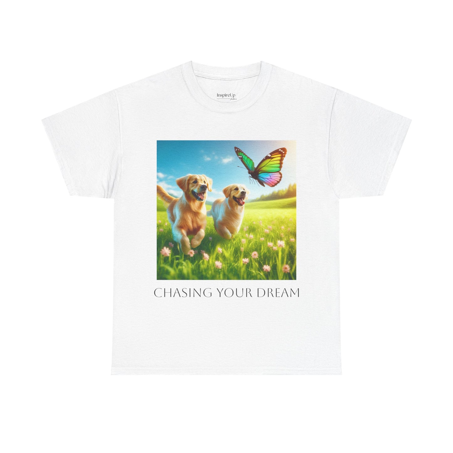 Golden retriever chasing your dream InspireUp Unisex Heavy Cotton Tee